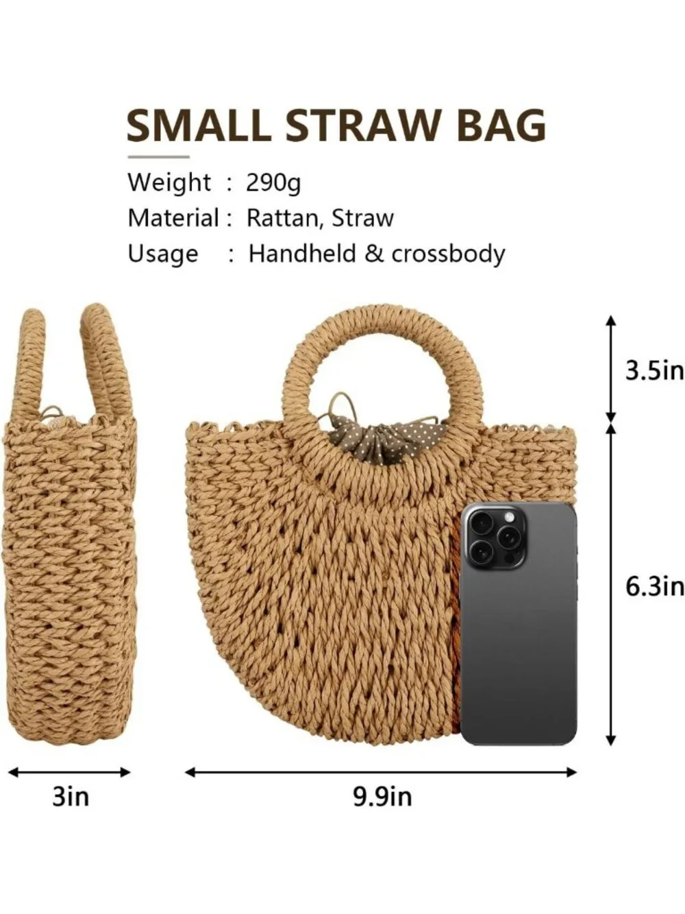 Stylish Woven Straw Hobo Bag for Women | Small Crossbody Beach Purse & Shoulder